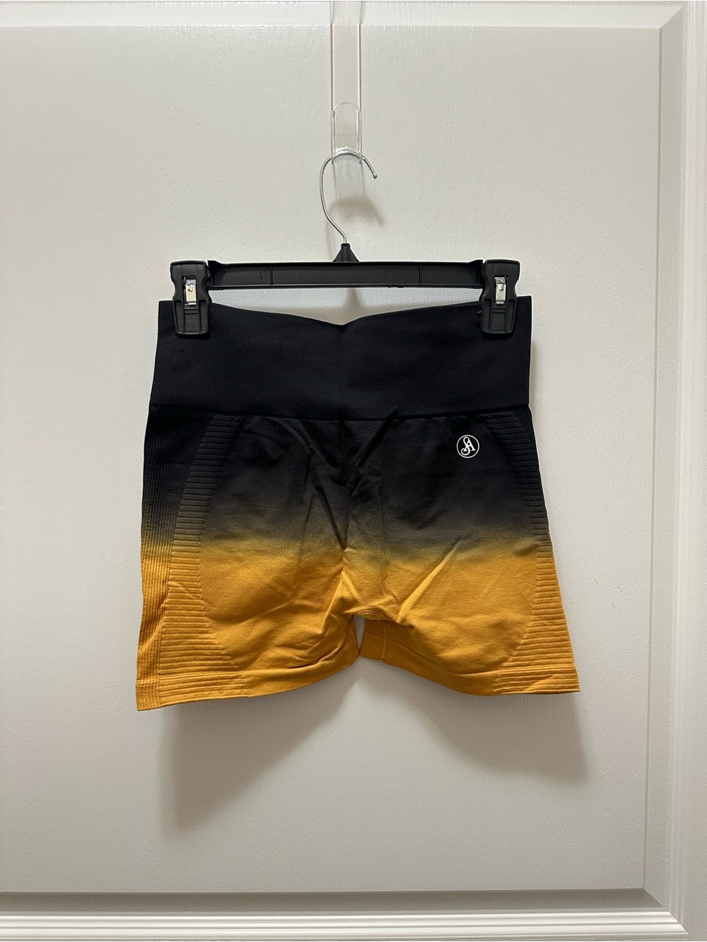 Allure Black to Yellow Ombre High-Waist Athletic Shorts